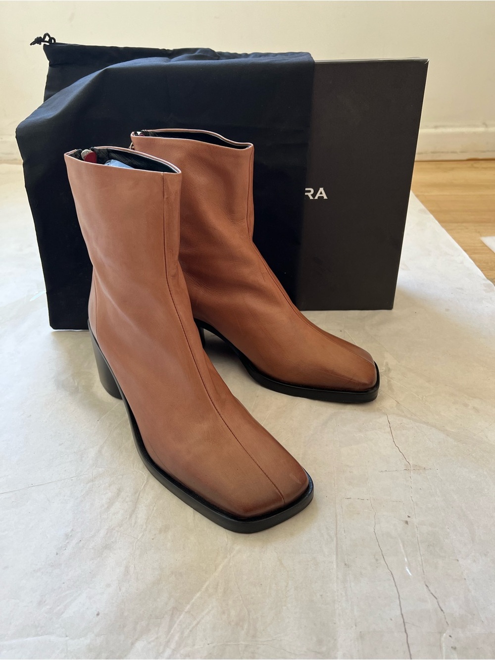 Halmanera Italian Leather Ankle Boots Heels Linda 13 Caramel Brown Size 40 US 10 - Picture 6 of 15